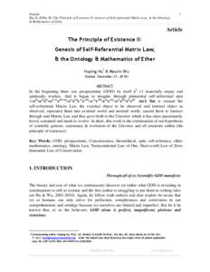Preprint  1 Hu, H. &Wu, M. The Principle of Existence II: Genesis of Self-referential Matrix Law, & the Ontology & Mathematics of Ether