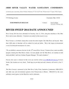 OHIO RIVER VALLEY WATER SANITATION COMMISSION an interstate agency representing: Illinois  Indiana  Kentucky  New York  Ohio  Pennsylvania  Virginia  West Virginia[removed]Kellogg Avenue