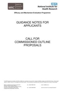 GUIDANCE NOTES FOR APPLICANTS CALL FOR COMMISSIONED OUTLINE PROPOSALS