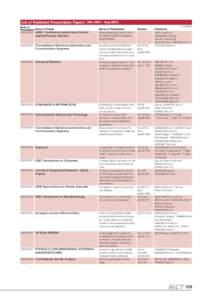 List of Published Presentation Papers（Mar.2004─ Aug.2004） Date of Presentation Name of Paper[removed]AMN-1 Conference special issue (Current  Applied Physics, Elsevier)