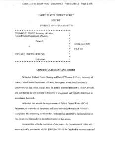 Case 1:15-cv[removed]NMG Document 2 Filed[removed]Page 1 of 5  UNITED STATES DISTRICT COURt FOR THE DISTRICT OF MASSACHUSEfFS **** *4*4* *44*4*4*4*4* *4*4*4*4*4*