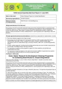 Africa Agriculture Science Week & FARA General Assembly[removed]June 2007 Johannesburg, South Africa  FARA General Assembly Side Event Report (11 June 2007)