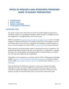 ORSP Guide to Budget Preparation