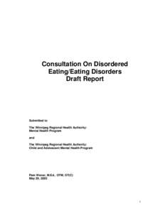 Consultation on Disordered Eating Draft Report