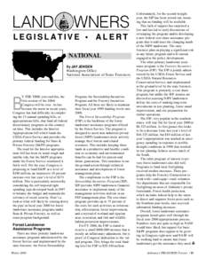 LEGISLATIVE • ALERT NATIONAL By JAY JENSEN Washington Office National Association of State Foresters