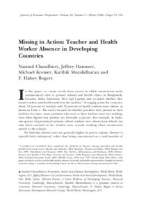 Missing in Action: Teacher and Health Worker Absence in Developing Countries