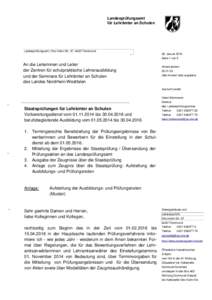 Landesprüfungsamt für Lehrämter an Schulen Landesprüfungsamt, Otto-Hahn-Str. 37, 44227 Dortmund 28. Januar 2016 Seite 1 von 5