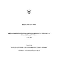 National Institutes of Health  Draft Report of the Advisory Committee to the Director Working Group on Diversity in the Biomedical Research Workforce June 13, 2012