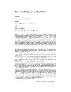 On the Closest String and Substring Problems MING LI University of Waterloo, Waterloo, Ont., Canada