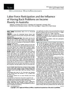 SPINE Volume 37, Number 13, pp 1156–1163 ©2012, Lippincott Williams & Wilkins OCCUPATIONAL HEALTH/ERGONOMICS  Labor Force Participation and the Inuence