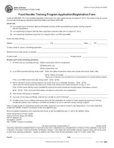 State of Illinois Illinois Department of Public Health Division of Food, Drugs and Dairies  Food Handler Training Program Application/Registration Form