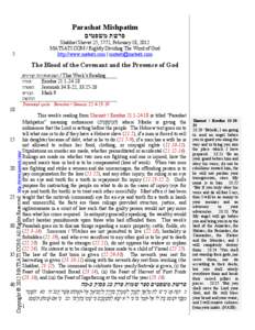 Parashat Mishpatim ‫פרשת משפטים‬ Shabbat Shevat 25, 5772, February 18, 2012