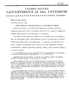 UNITED STATES  LEPARTMENT of the INTERIOR * * * * * * * * * * * * * * * * * * * * * news