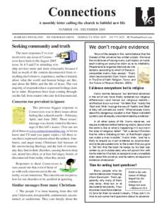 Connections A monthly letter calling the church to faithful new life NUMBER[removed]DECEMBER 2005 BARBARA WENDLAND  505 CHEROKEE DRIVE