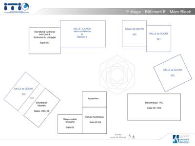 1er étage - Bâtiment E - Marc Bloch  Secrétariat Licences Info Com & Sciences du Langage