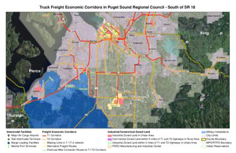 Truck Freight Economic Corridors in Puget Sound Regional Council - South of SR 18 Gig Harbor Ruston Federal Way