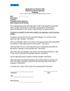 RESET  Application for Permit to Drill Request for Permit Extension Validation (this form should accompany the Sundry Notice requesting permit extension)