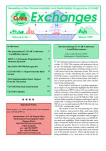 Newsletter of the Climate Variability and Predictability Programme (CLIVAR)  Exchanges Volume 4, No. 1  March 1999