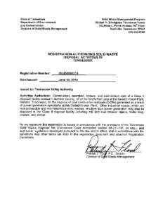 Response to Public Comments Summary TVA Gallatin Fossil Plant Class II Landfill (IDL830000219) The Division of Solid Waste Management (DSWM) has prepared this response. The document is structured in a point-by-po