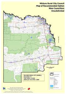 Mildura Rural City Council Map of Recommended Option Nine Councillors Unsubdivided Lindsay Point