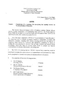 F.No[removed]U.Policy (C-2) Govemment of India Ministry of Human Resource Development Department of Higher Education  537-C, Shastri Bhawan,.New Delhi.