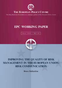 THE EUROPEAN POLICY CENTRE The King Baudouin Foundation is a strategic partner of the European Policy Centre EPC WORKING PAPER June