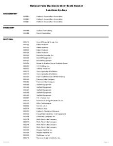 National Farm Machinery Show Booth Number Locations by Area BB BREEZEWAY 000BB1  Kentucky Aquaculture Association