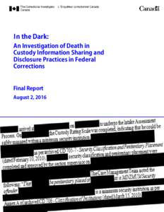In the Dark: An Investigation of Death in Custody Information Sharing and Disclosure Practices in Federal Corrections