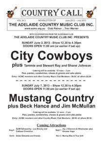 Adelaide Country Music Club Country Call - June - July 2013 Issue - Vol 24.3