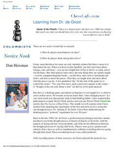 Novice Nook  Learning from Dr. de Groot