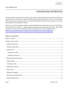 Tool QQ  Early Childhood Iowa CONTRACTING FOR SERVICES This tool provides an overview of the components of a contract. If your ECI area board currently uses contracts to