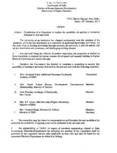 F.No.II[removed]U.Pol  Government oflndia Ministry of Human Resource Development Department of Higher Education 537/C, Shastri Bhawan, New Delhi.