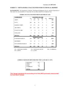 SUBJECT:  VIETNAM-ERA UNACCOUNTED FOR STATISTICAL REPORT