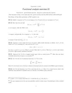 (September 8, [removed]Functional analysis exercises 01 Paul Garrett [removed]  http://www.math.umn.edu/egarrett/