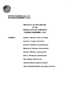 AGENDA DOCUMENT NO. 11·71 APPROVED DECEMBER 15, 2011 MINUTES OF AN OPEN MEETING  OF THE
