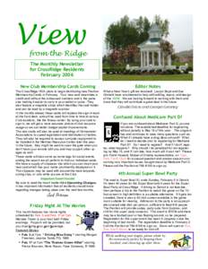 View  from the Ridge The Monthly Newsletter for CrossRidge Residents February 2006