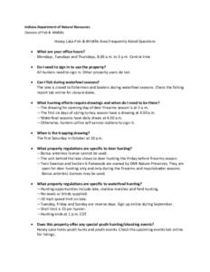 Indiana Department of Natural Resources Division of Fish & Wildlife Hovey Lake Fish & Wildlife Area Frequently Asked Questions 