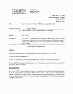 Case[removed]HAC Report - Amendments to the Downtown Halifax Municipal Planning Strategy (MPS) and an Existing Development Agreement to Permit an Extension to the Commencement and Completion Requirements for a 16 Storey 