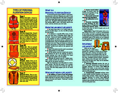 TYPES OF PERSONAL FLOTATION DEVICES Type I Off-Shore Life Jacket. Designed to turn an unconscious person in the