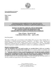 Institutional investors / Insurance / Florida Department of Financial Services / Cancellation / Deductible / Economics / Types of insurance / Investment / Financial economics / Financial institutions