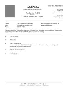 AGENDA  CITY OF LAKE OSWEGO REDEVELOPMENT AGENCY