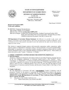 Auctioneering / Outsourcing / Request for proposal / New Hampshire Department of Corrections / Proposal / Department of Corrections / Northern New Hampshire Correctional Facility / Audit / Business / Sales / Procurement