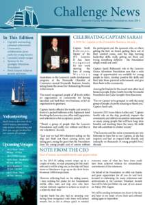 Challenge News Leeuwin Ocean Adventure Foundation, June 2014 In This Edition •	 •