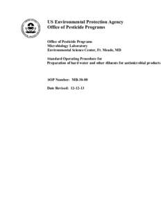 US EPA - Standard Operating Procedure for Preparation of hard water and other diluents for antimicrobial products