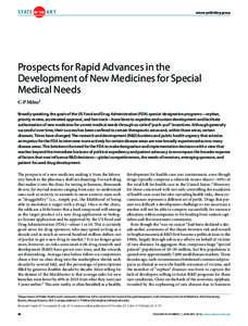 Prospects for Rapid Advances in the Development of New Medicines for Special Medical Needs