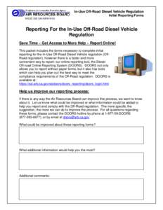 DOORS Reporting Forms:  Hardcopy Reporting for the In-Use Off-Road Diesel Vehicle Regulation