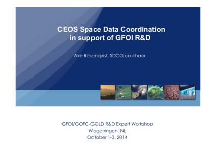 CEOS Space Data Coordination in support of GFOI R&D Ake Rosenqvist, SDCG co-chaor GFOI/GOFC-GOLD R&D Expert Workshop Wageningen, NL