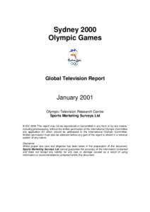 Sydney 2000 Olympic Games Global Television Report  January 2001