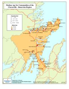 Median Age for Communities of the Clarenville - Bonavista Region Population Size 1 - 1,500