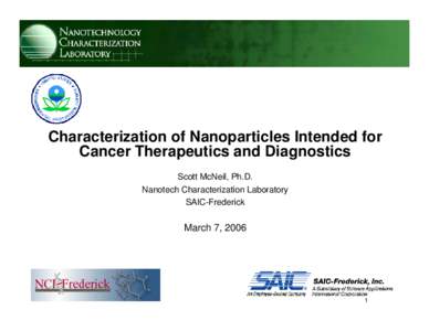 Characterization of Nanoparticles Intended for Cancer Therapeutics and Diagnostics